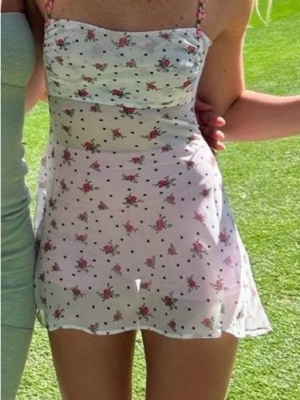 For Love & Lemons White Floral Polka Dot Slip Dress